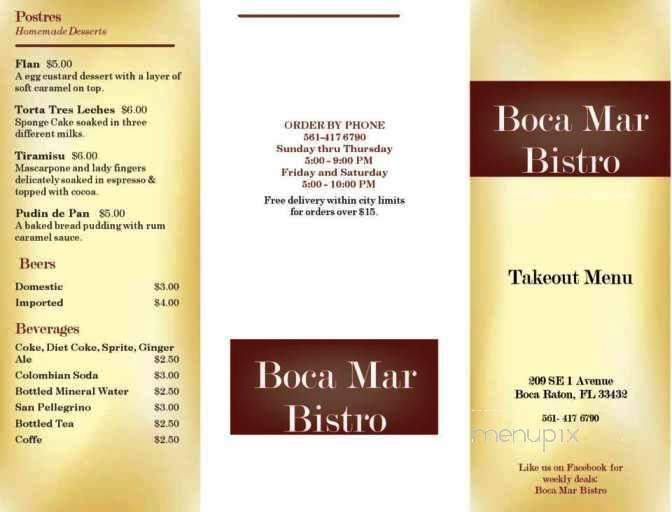 Boca Mar Bistro - Boca Raton, FL menu_pic