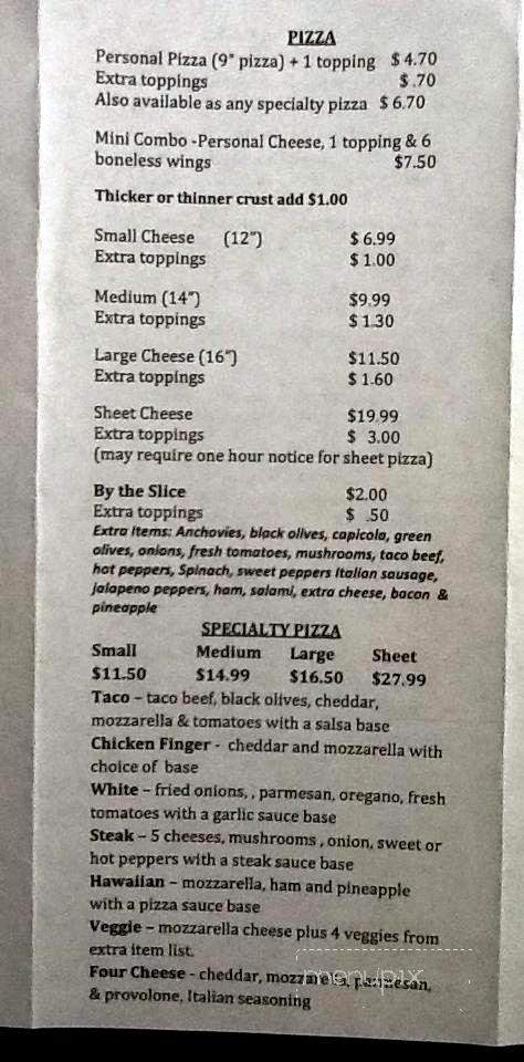 Wally's Cafe and Pizzeria - Buffalo, NY menu_pic