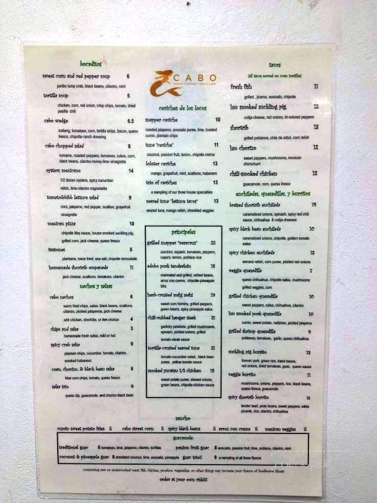 Cabo Modern Mexican Tequila Bar - Rehoboth Beach, DE menu_pic