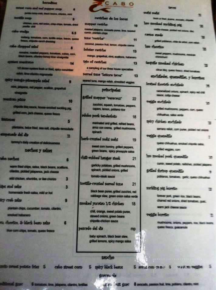 Cabo Modern Mexican Tequila Bar - Rehoboth Beach, DE menu_pic
