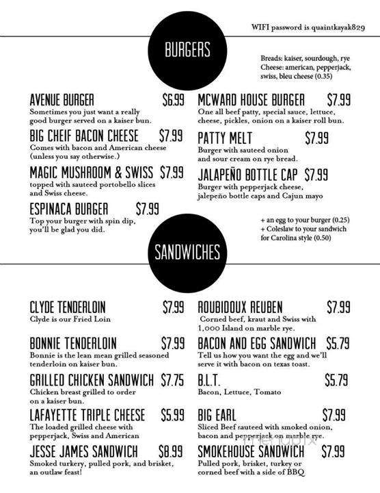 First Ward House - Saint Joseph, MO menu_pic