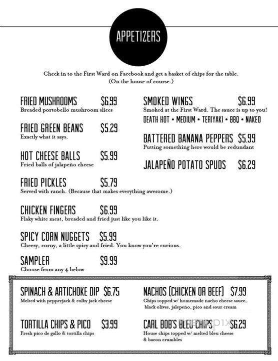 First Ward House - Saint Joseph, MO menu_pic