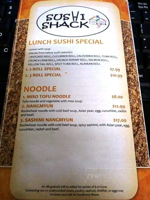 Sushi Shack - Clarksville, TN menu_pic