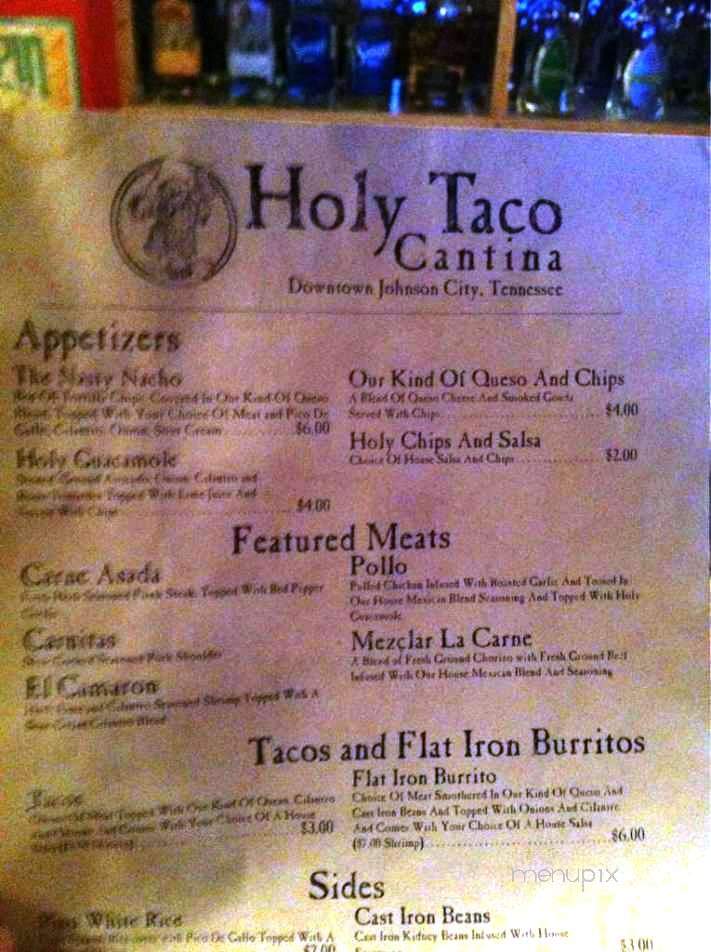 Holy Taco Cantina - Johnson City, TN menu_pic