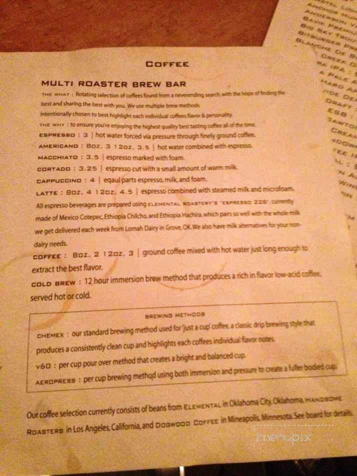 Online Menu of Chimera, Tulsa, OK