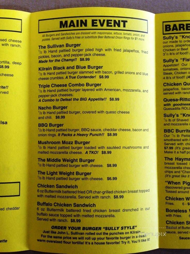 Sully's Tavern - Hattiesburg, MS menu_pic