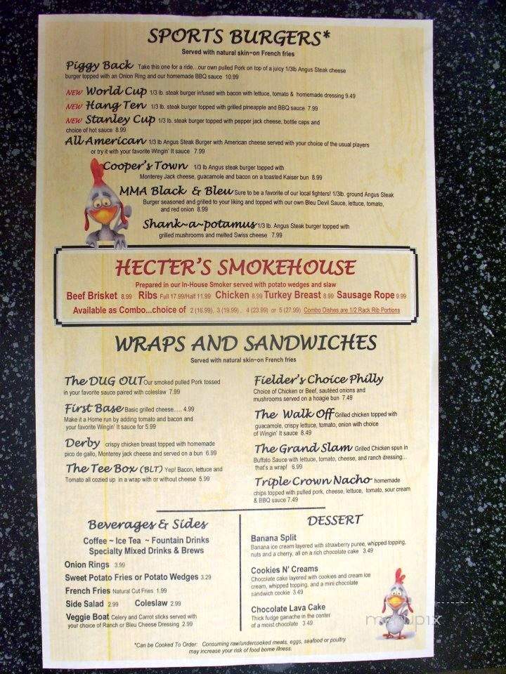 Wingin It - East Tawas, MI menu_pic