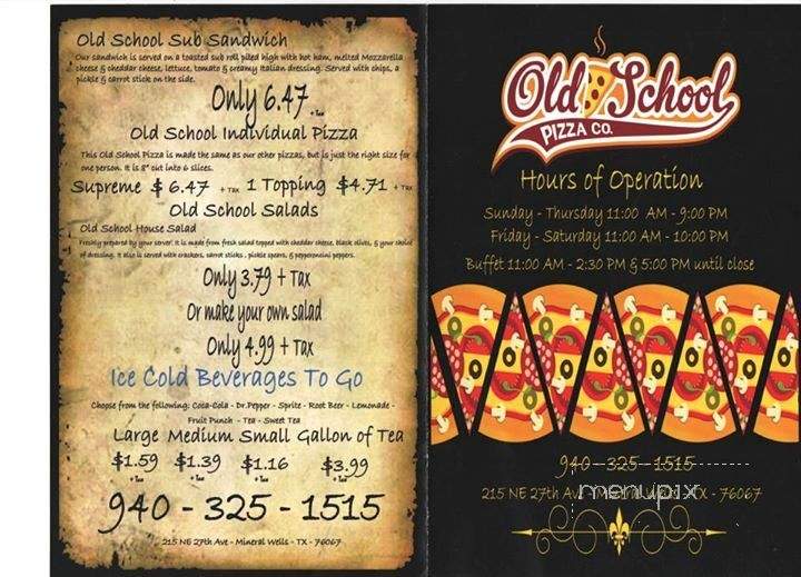 Old School Pizza Co. - Mineral Wells, TX menu_pic