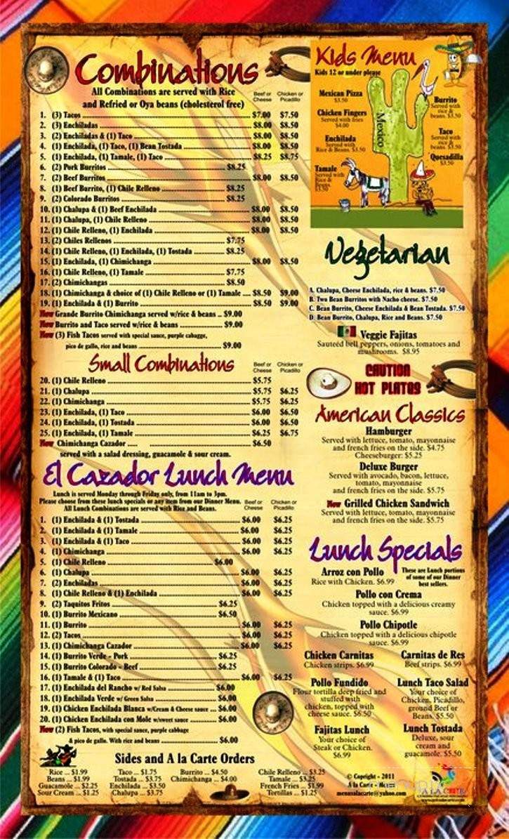 El Cazador - Clarinda, IA menu_pic