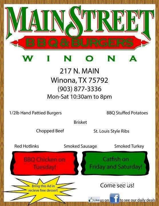/380171885/Main-Street-BBQ-Burgers-Winona-TX - Winona, TX