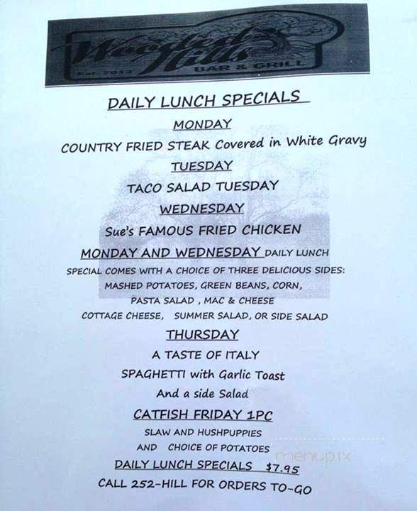 Wooded Hills Bar & Grill - Harrisburg, IL menu_pic