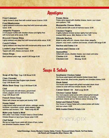 Nicky's Restaurant Sports Bar - Pembroke Pines, FL menu_pic