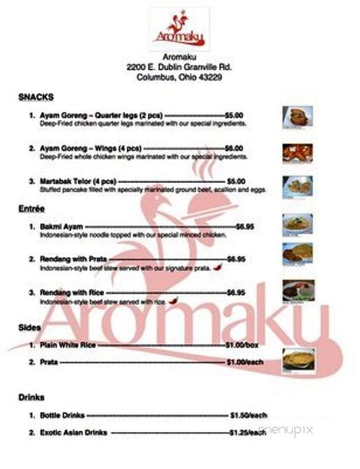Aromaku - Columbus, OH menu_pic