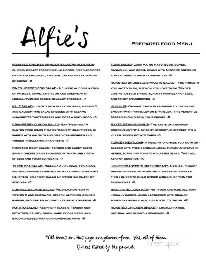 Alfie's - Granville, OH menu_pic