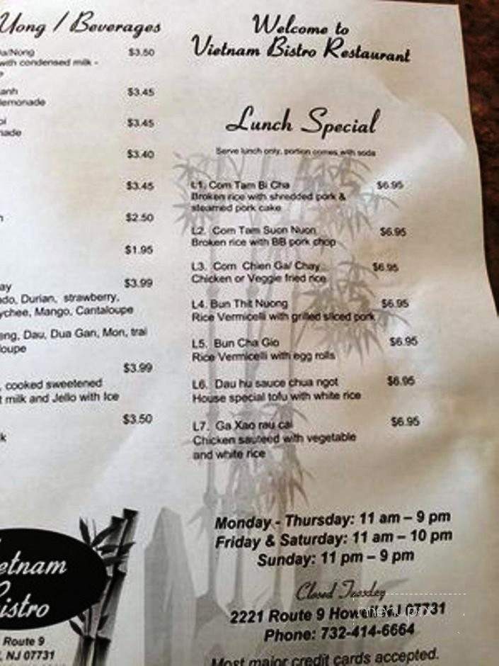 Vietnam Bistro - Howell, NJ menu_pic