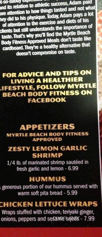 Cleat Chasers Restaurant & Bar - Myrtle Beach, SC menu_pic