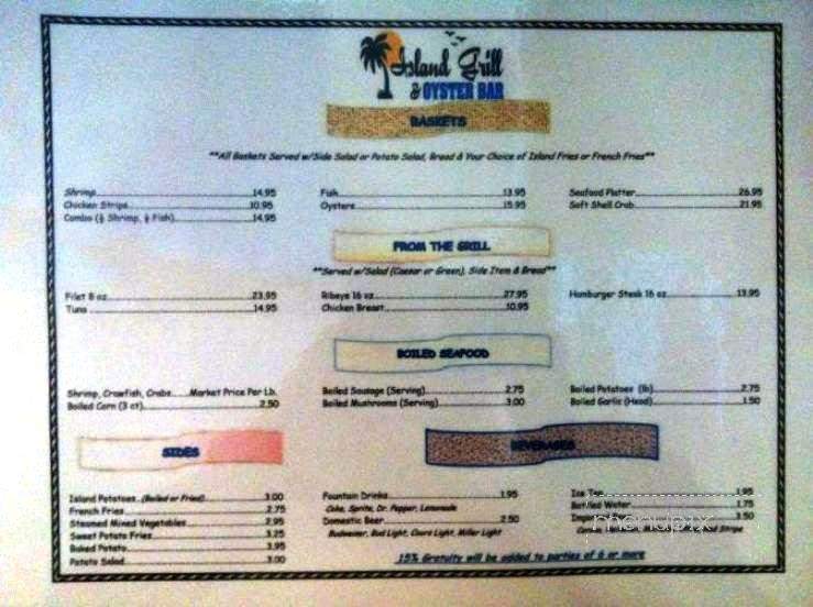 Cypress Cove Island Grill Bar - Venice, LA menu_pic