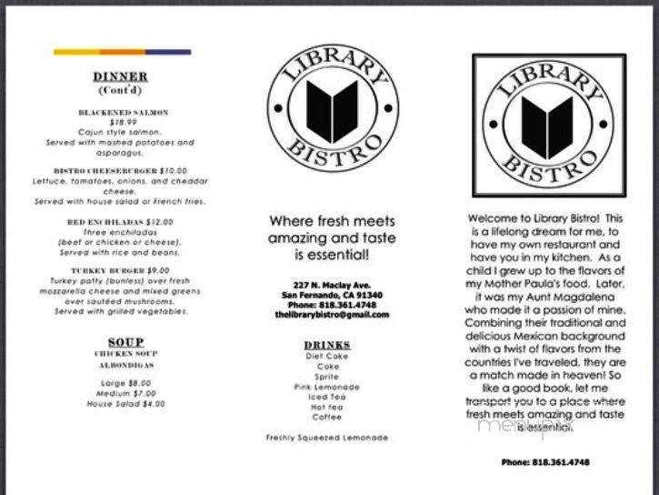 Library Bistro - San Fernando, CA menu_pic