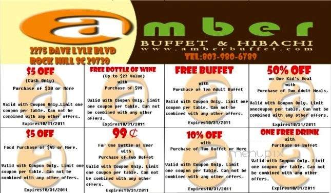Amber Chinese Buffet - Rock Hill, SC menu_pic