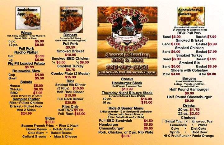 Palmetto Smokehouse - Ridgeland, SC menu_pic