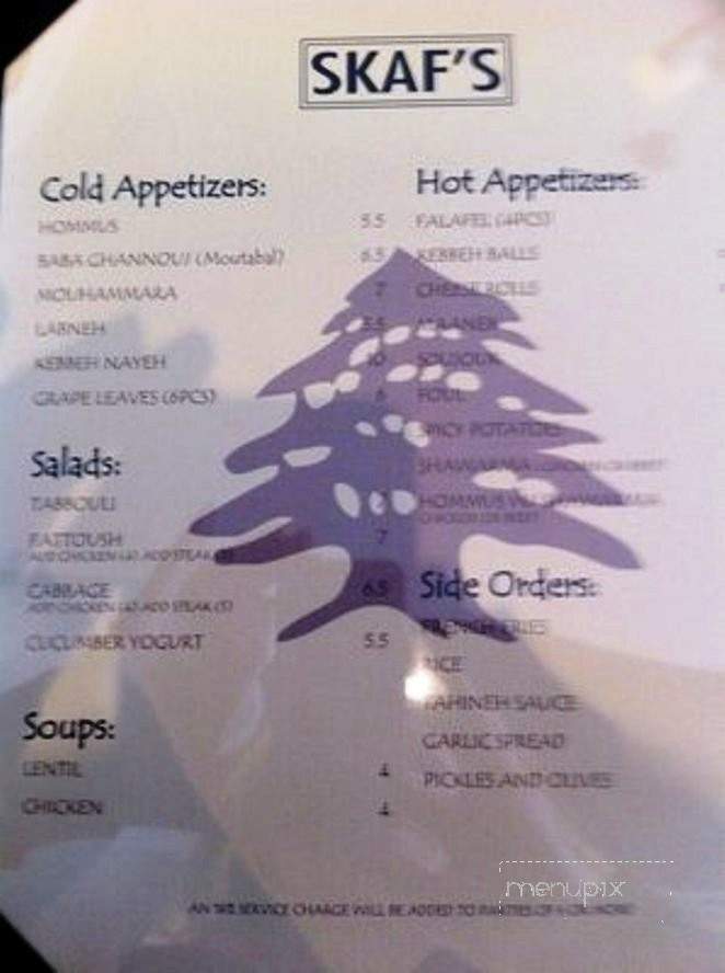 Skaf's Lebanese Cuisine on Brand - Glendale, CA menu_pic