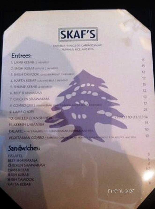 Skaf's Lebanese Cuisine on Brand - Glendale, CA menu_pic