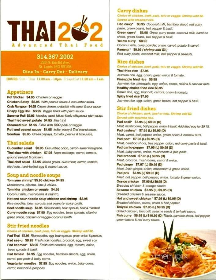 Thai 202 - Saint Louis, MO menu_pic