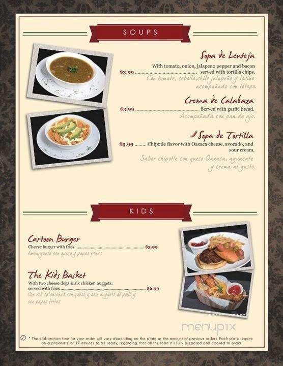 Zocalo Bar & Grill - Brownsville, TX menu_pic