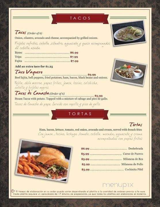 Zocalo Bar & Grill - Brownsville, TX menu_pic