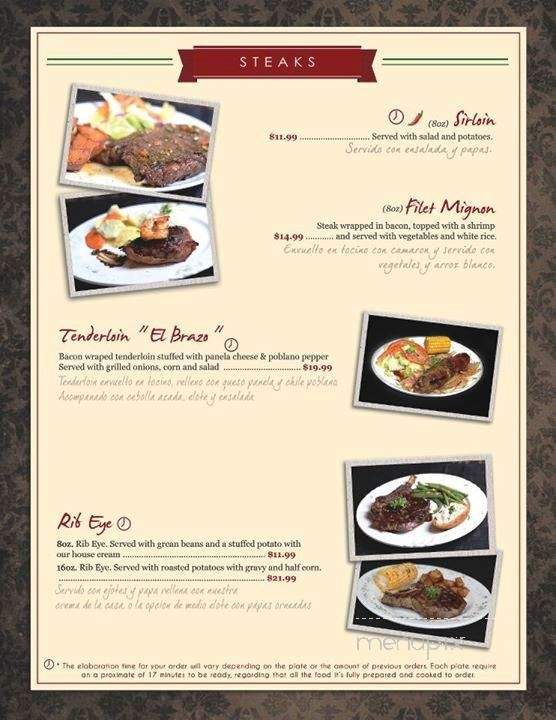 Zocalo Bar & Grill - Brownsville, TX menu_pic