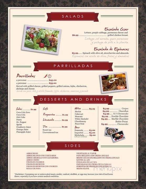 Zocalo Bar & Grill - Brownsville, TX menu_pic