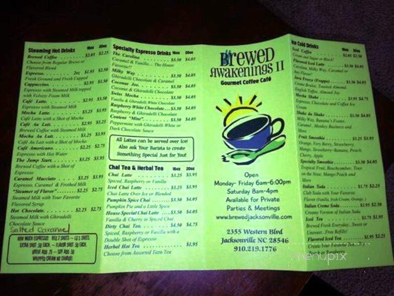 Brewed Awakenings II - Jacksonville, NC menu_pic