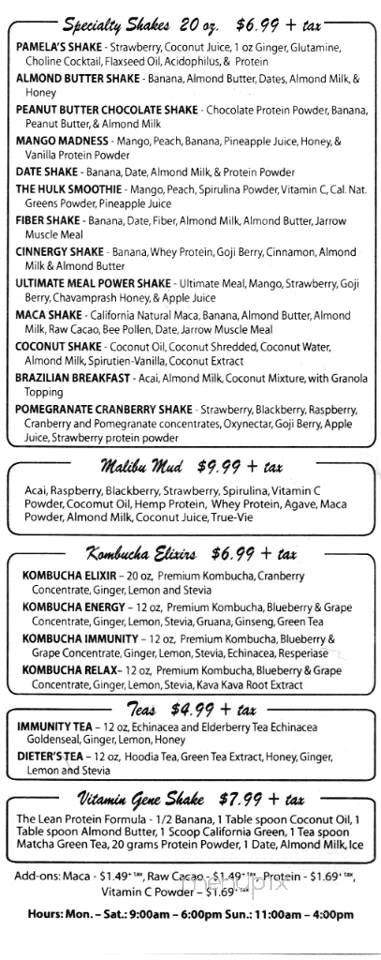 The Vitamin Barn - Malibu, CA menu_pic