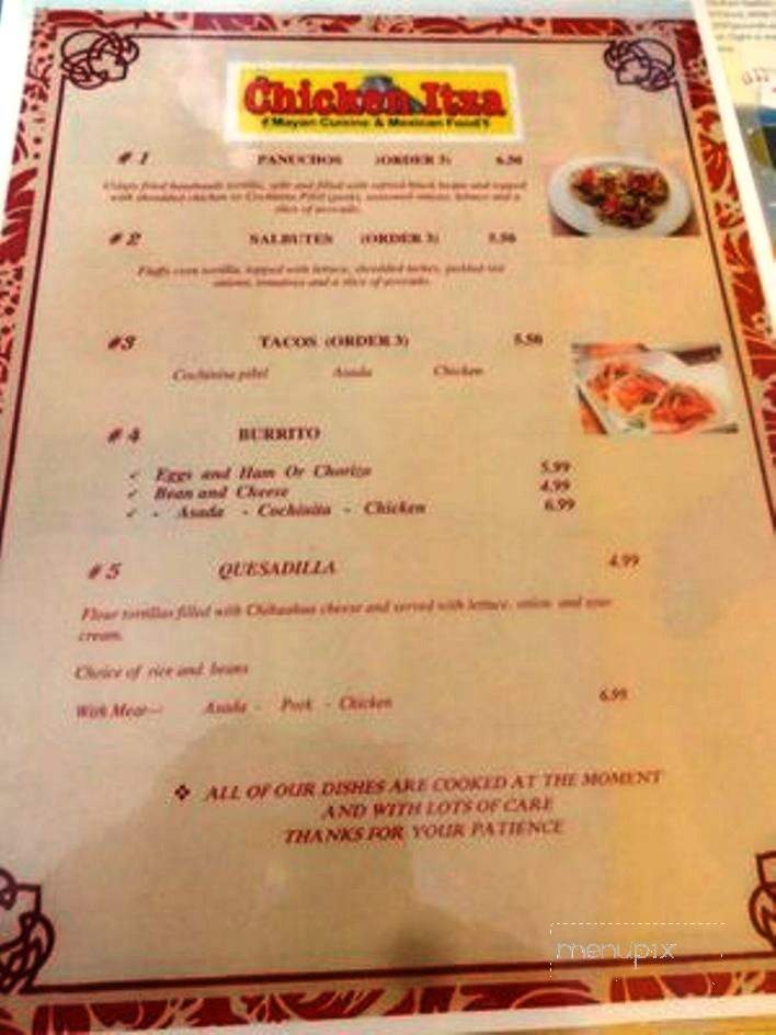 Chicken Itza - Las Vegas, NV menu_pic
