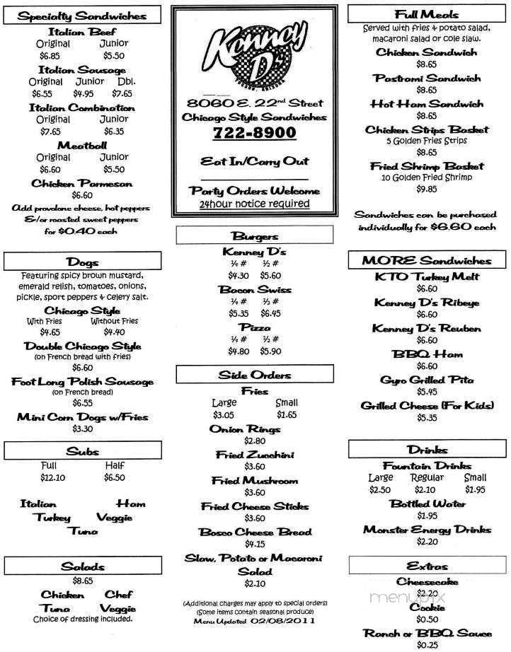 Kenney D's Chicago Style Sandwiches - Tucson, AZ menu_pic