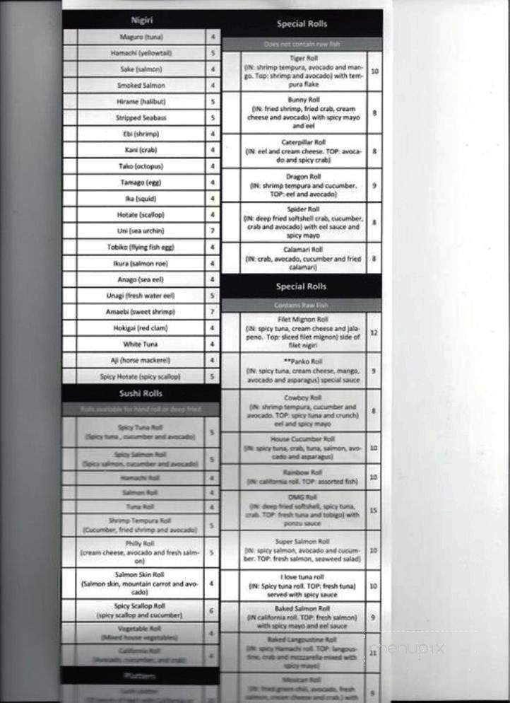 Sushi Zen - El Paso, TX menu_pic