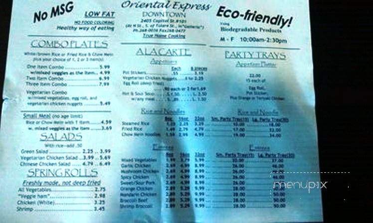 Oriental Express - Fresno, CA menu_pic