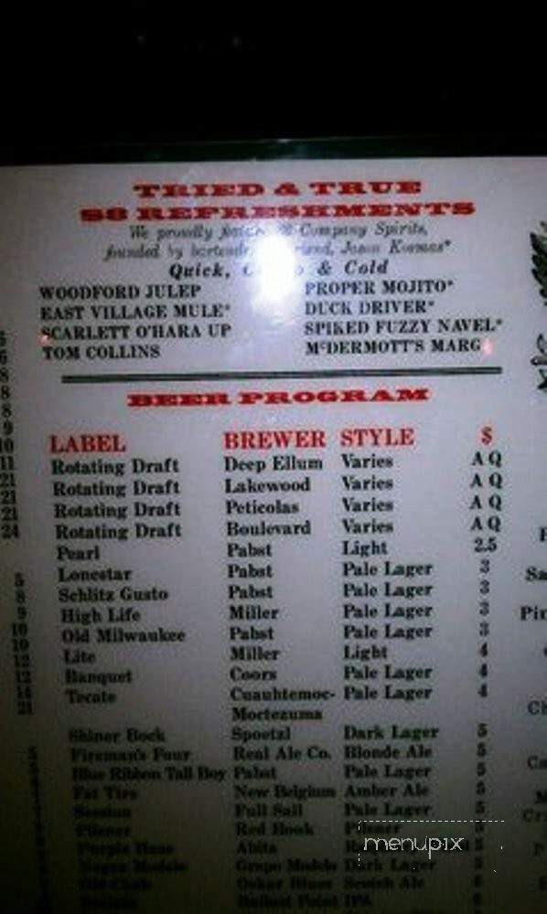 Tried and True - Dallas, TX menu_pic
