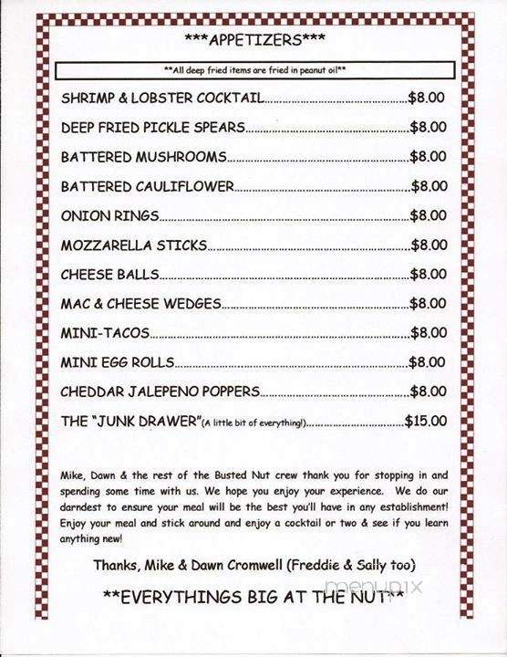 Busted Nut Bar Grill - Murdo, SD menu_pic