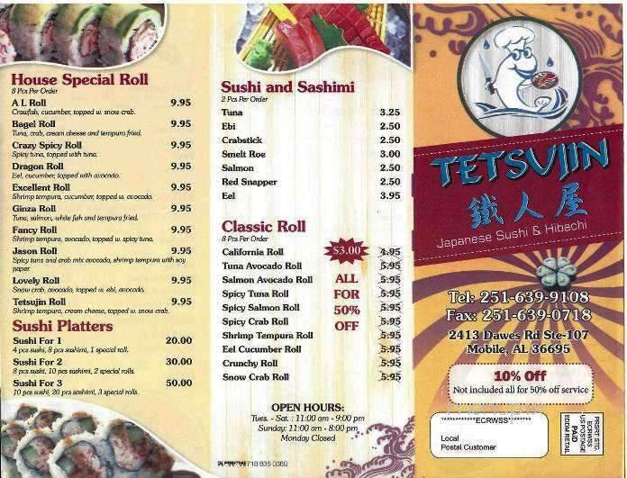 Tetsujin Japanese Sushi & Hibachi Grill - Mobile, AL menu_pic