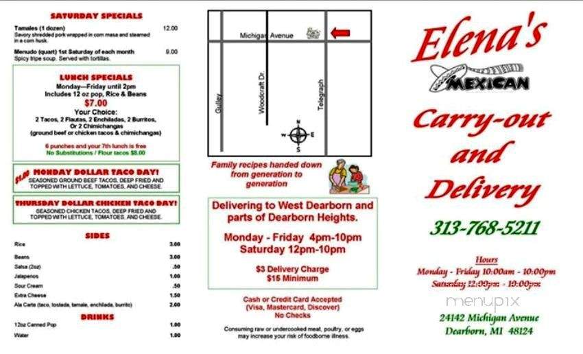 Elena's Mexican - Dearborn, MI menu_pic
