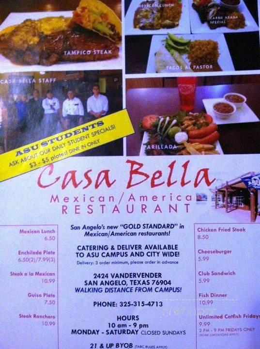 Casa Bella - San Angelo, TX menu_pic