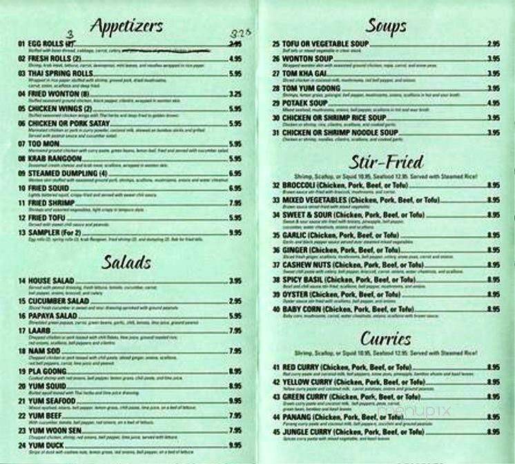 Sabai Thai Cuisine and Sushi - Safety Harbor, FL menu_pic