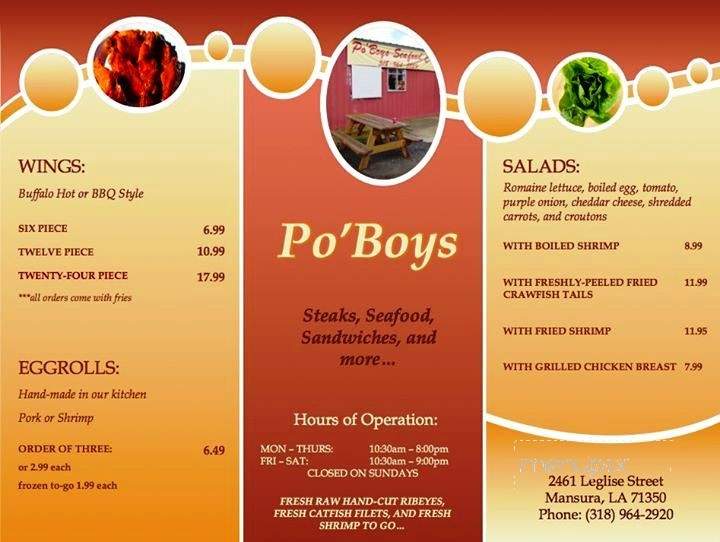 Poboy's Seafood & Crawfish - Mansura, LA menu_pic