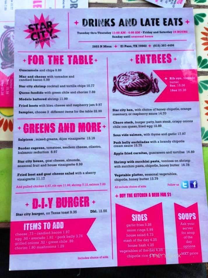 Star City Kitchen and Bar - El Paso, TX menu_pic