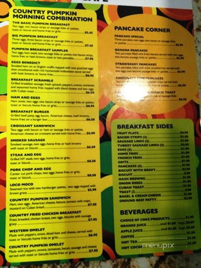Country Pumpkin Cafe - Tampa, FL menu_pic