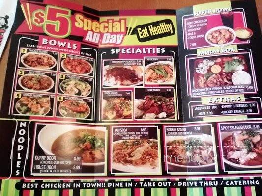 Mirai Bowl - El Paso, TX menu_pic