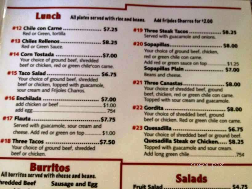 La Esquina de Mesilla - Mesilla, NM menu_pic