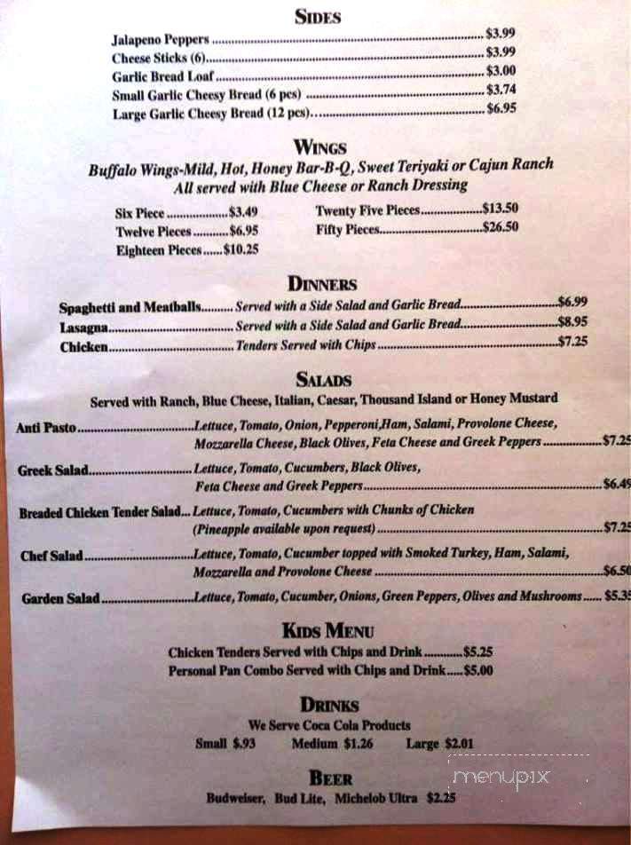 Arena's Pizzeria - St Augustine, FL menu_pic