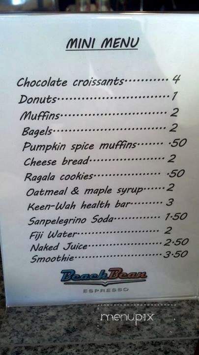 Beach Bean Espresso - Venice, CA menu_pic